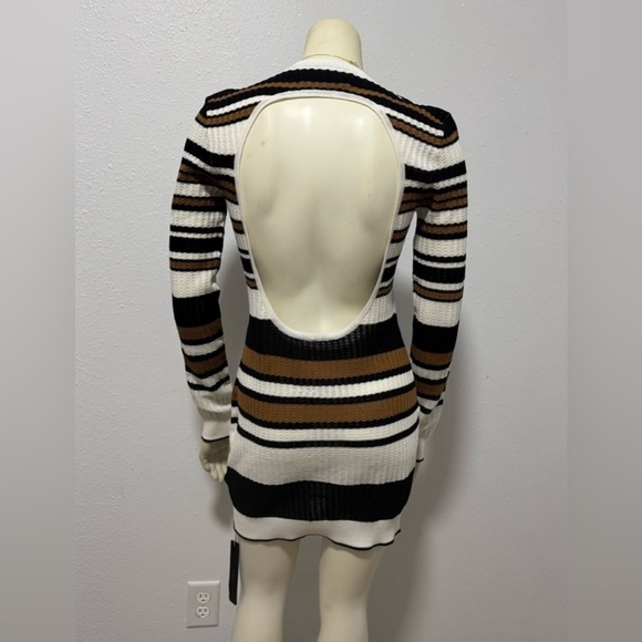 NWT Amiri Backless Multi-Stripe Sweater Dress in Brown/Black - Picture 4 of 16